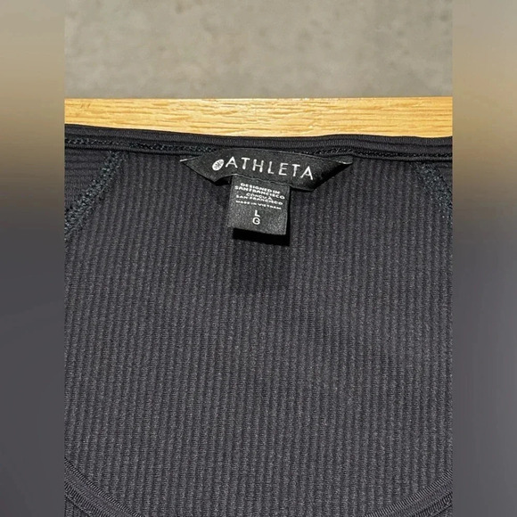 Athleta Black Ribbed Pacifica Dress Midi Athleisure Size Large NWOT - Picture 4 of 8